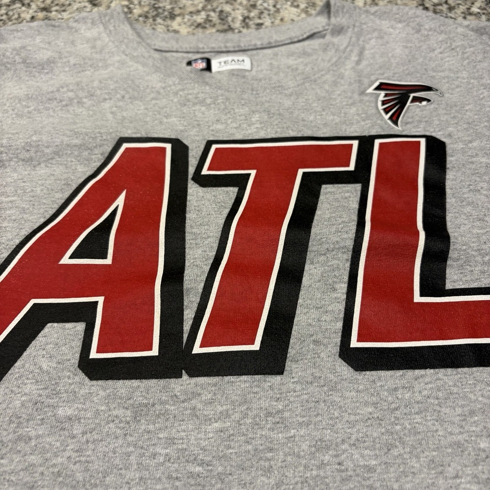 NFL Team Apparel Atlanta Falcons ATL T-Shirt Heather Gray Mens XL Extra Large
